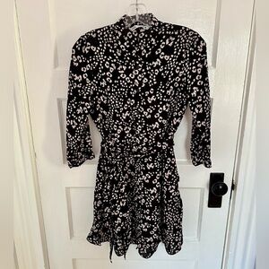 Zara Black Mini Dress with White Abstract Spot Print